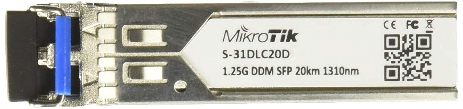 MikroTik S-31DLC20D Transceiver 1.25G DDM SFP 1310nm Dual LC Connector 20Km SM