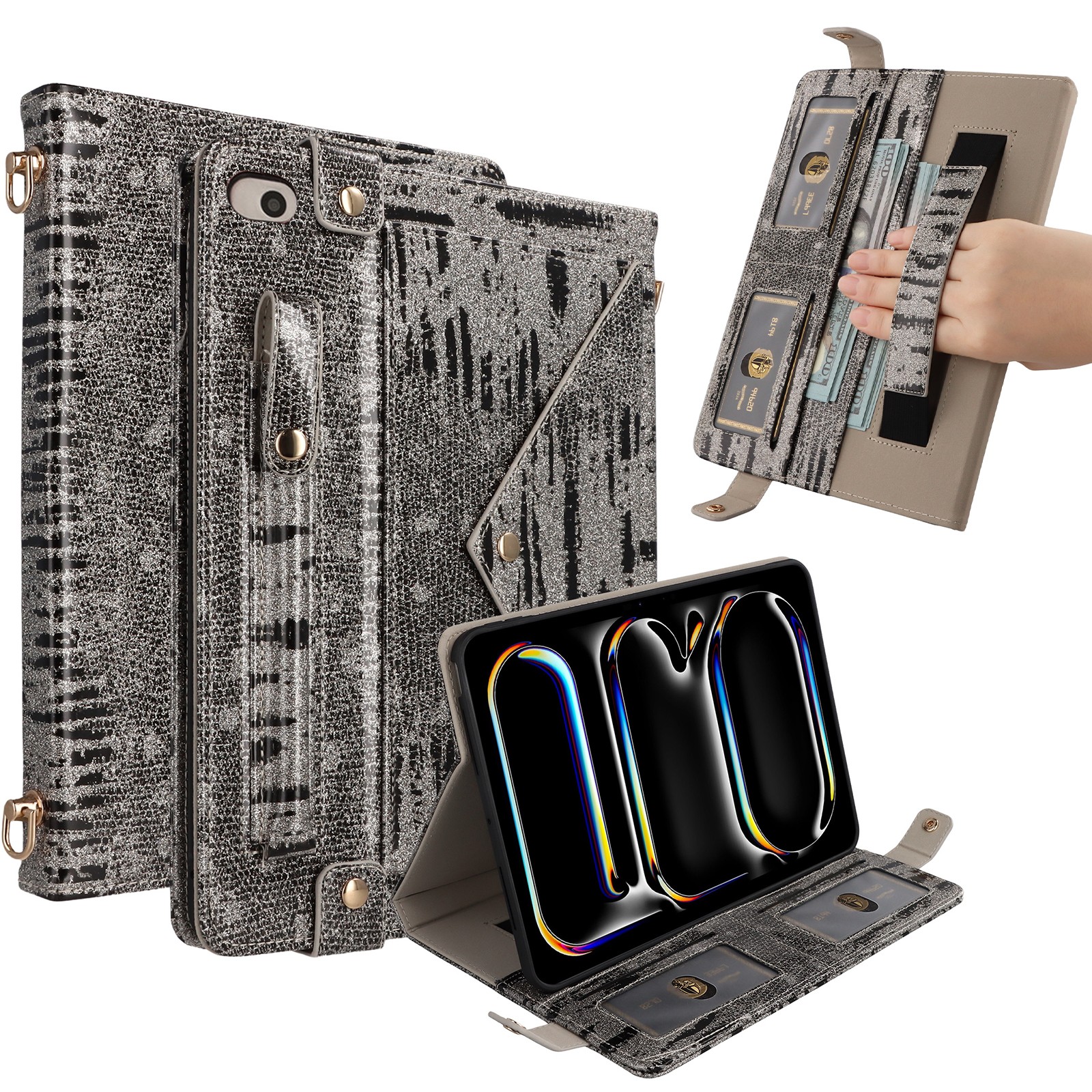 Crossbody Flip Stand Wallet Case Fr iPad Mini 7th 6th Gen 8.3"/Mini 5th 4th 7.9"