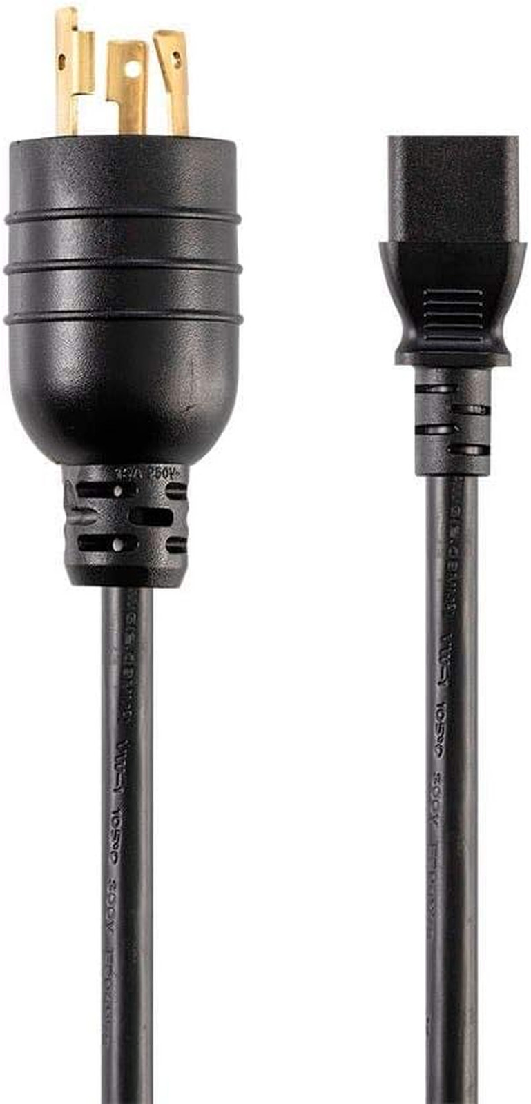 Heavy Duty Extension Cord - 6 Feet - Black | NEMA L6-20P to IEC 60320 C13, 14AWG