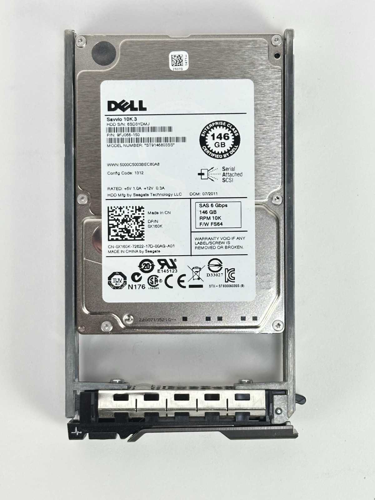 Dell 146GB 10K RPM SAS 6G HDD 2.5in SFF 6Gbps Hard Disk Drive w/Dell Tray