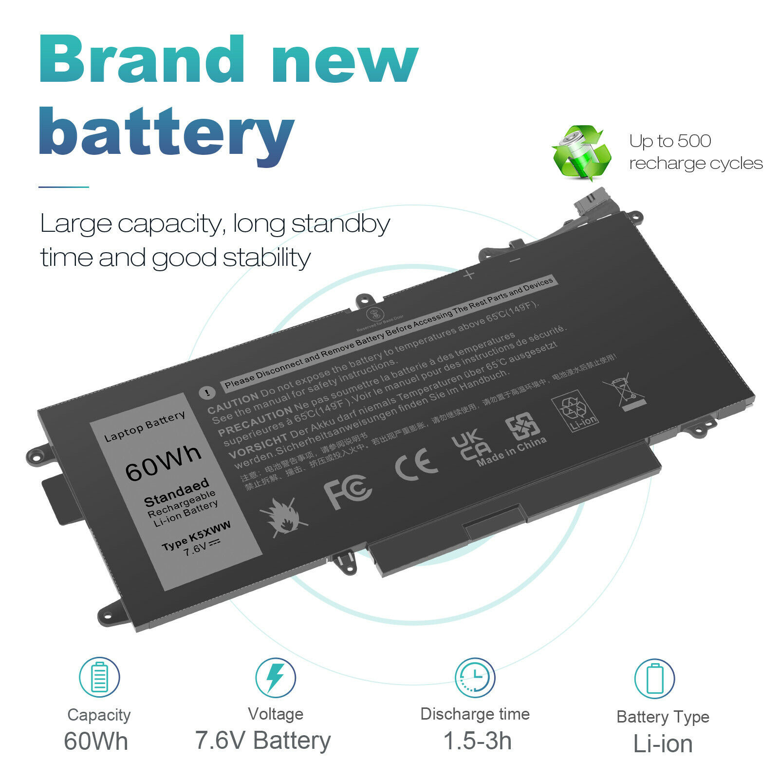 🧡LOT 1-30x K5XWW Battery For Dell Latitude 5289 7389 7390 2in1 71TG4 X49C1 60Wh