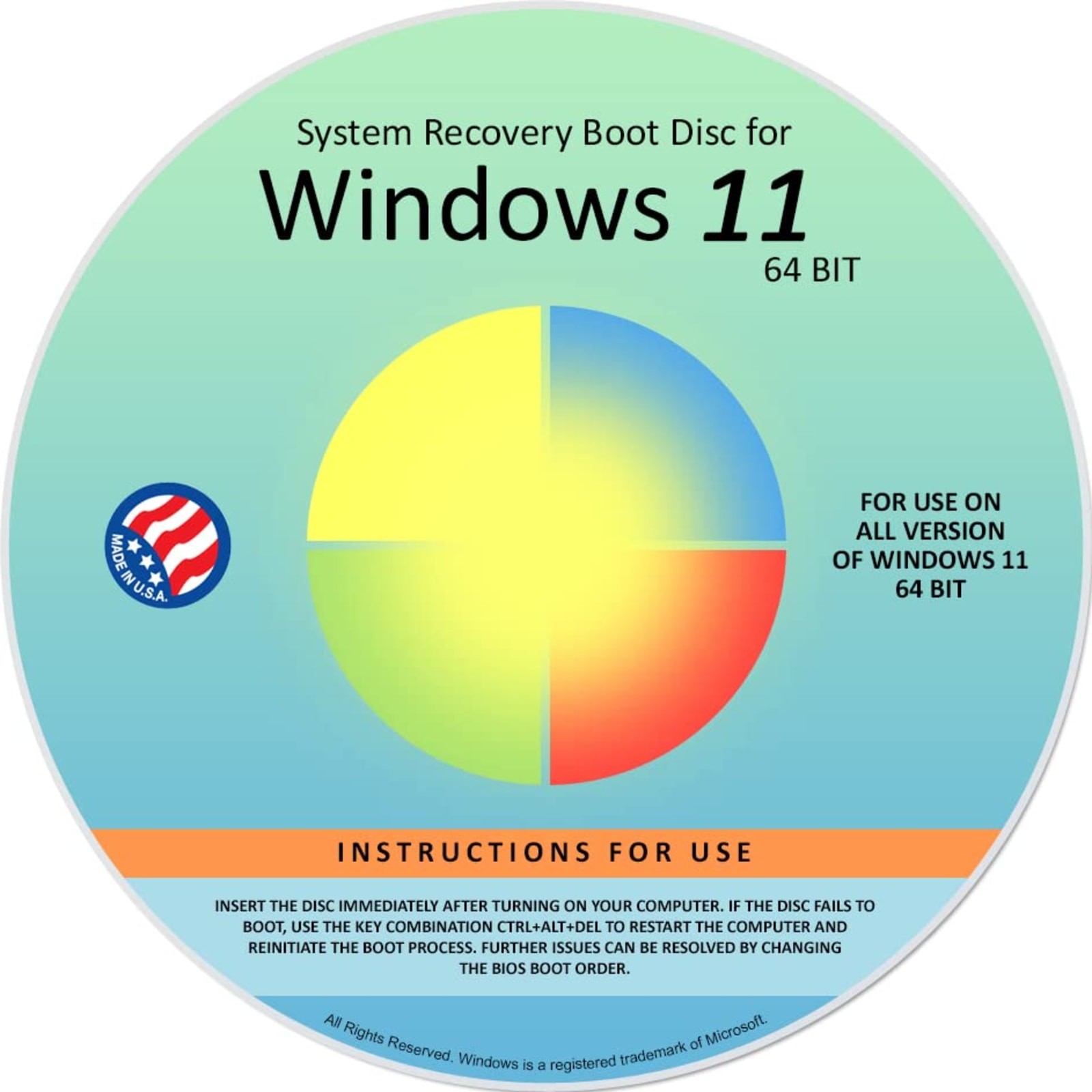 Windows 11 64-Bit Recovery Repair Reinstall Boot DVD Disc No Product Key