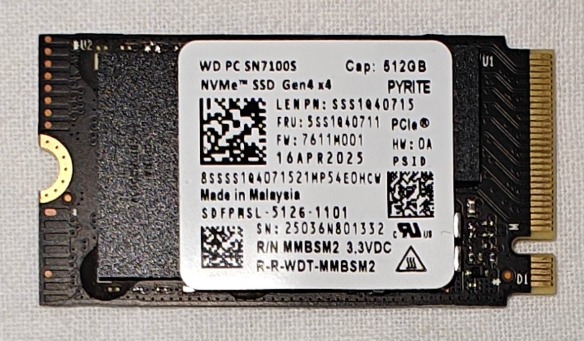 WD PC SN7100S 512GB SSD NVME GEN4 X4