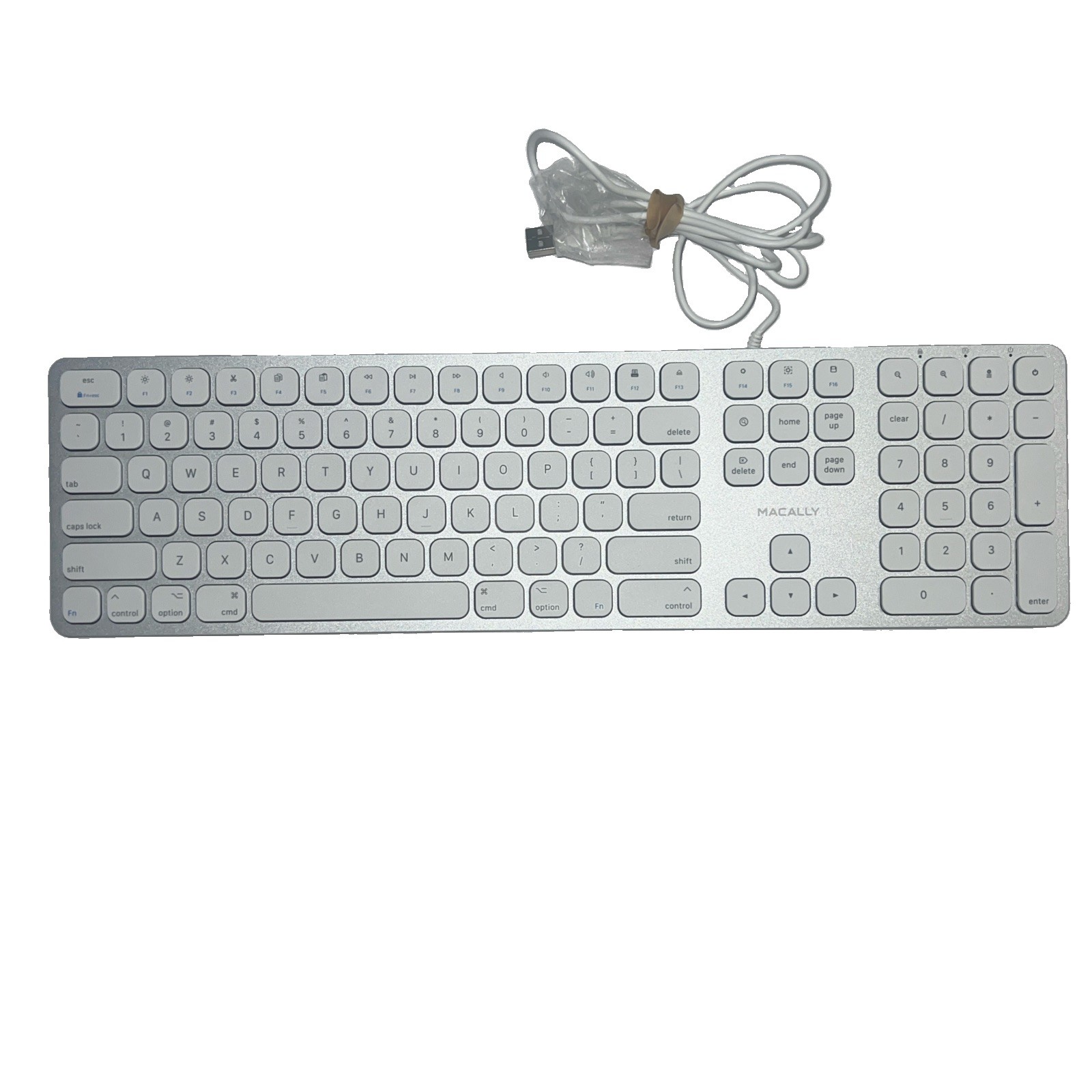 MACALLY Small Wired Keyboard for Mac & Windows, Silver Aluminum