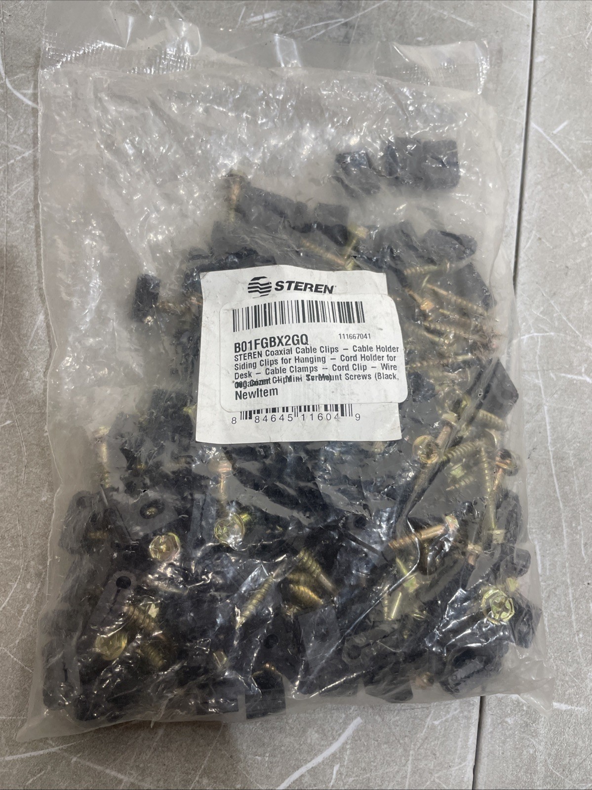 Steren Single Ground Wire Grip-Clip, Cable Clip - grey 100 per bag