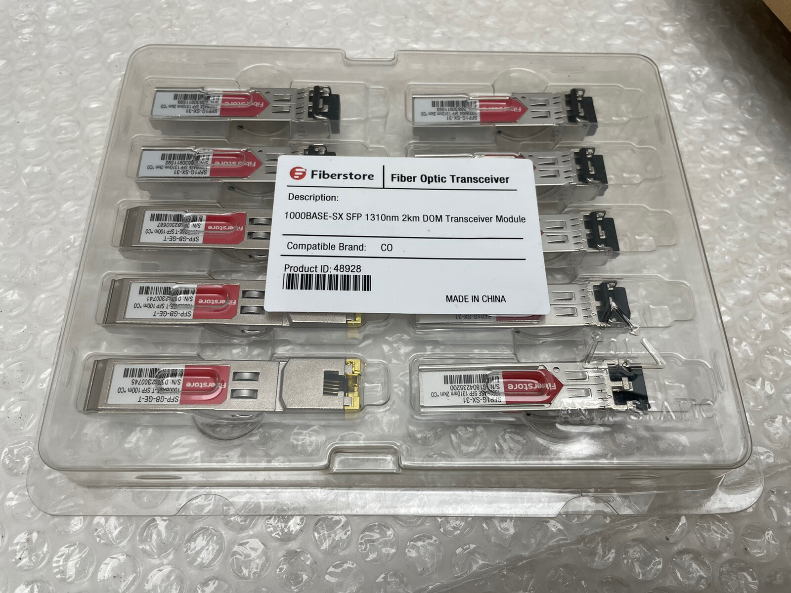 FIBERSTORE FIBER OPTIC TRANSEIVER (3)  SFP-GB-GE-T 1000BASE (3) SFP1G-SX-31