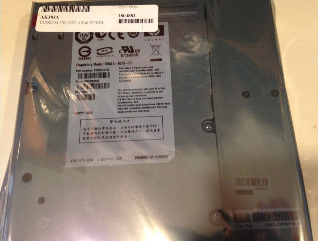 HP AK383A LTO4 HH SAS TAPE DRIVE for 1/8 G2 MSL2024  MSL4048 MSL8096 467729-001