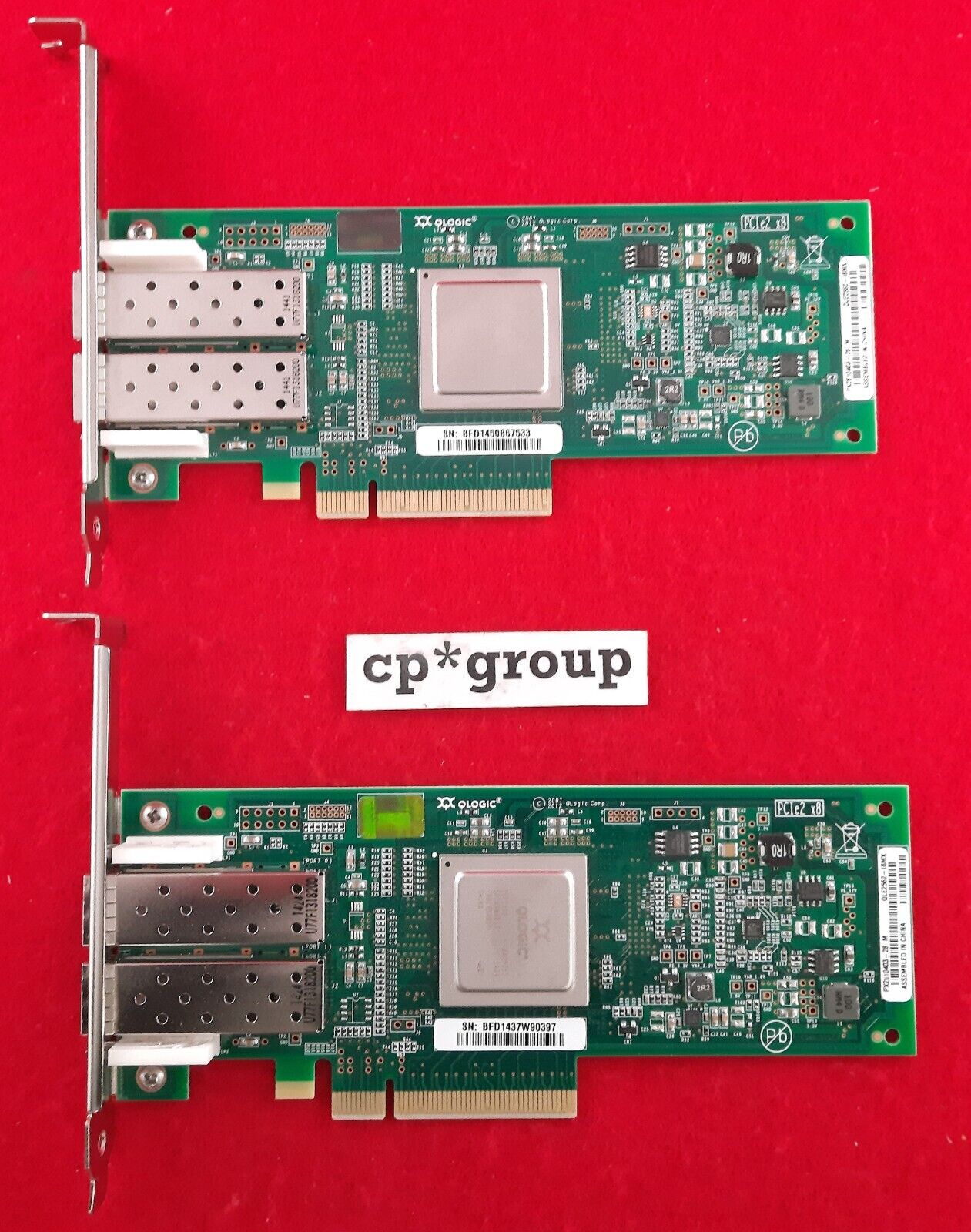 LOT OF 2 IBM QLogic QLE2562-IBMX 2-Port 8Gb/s PCIeX8 Fibre Channel HBA 00Y5629