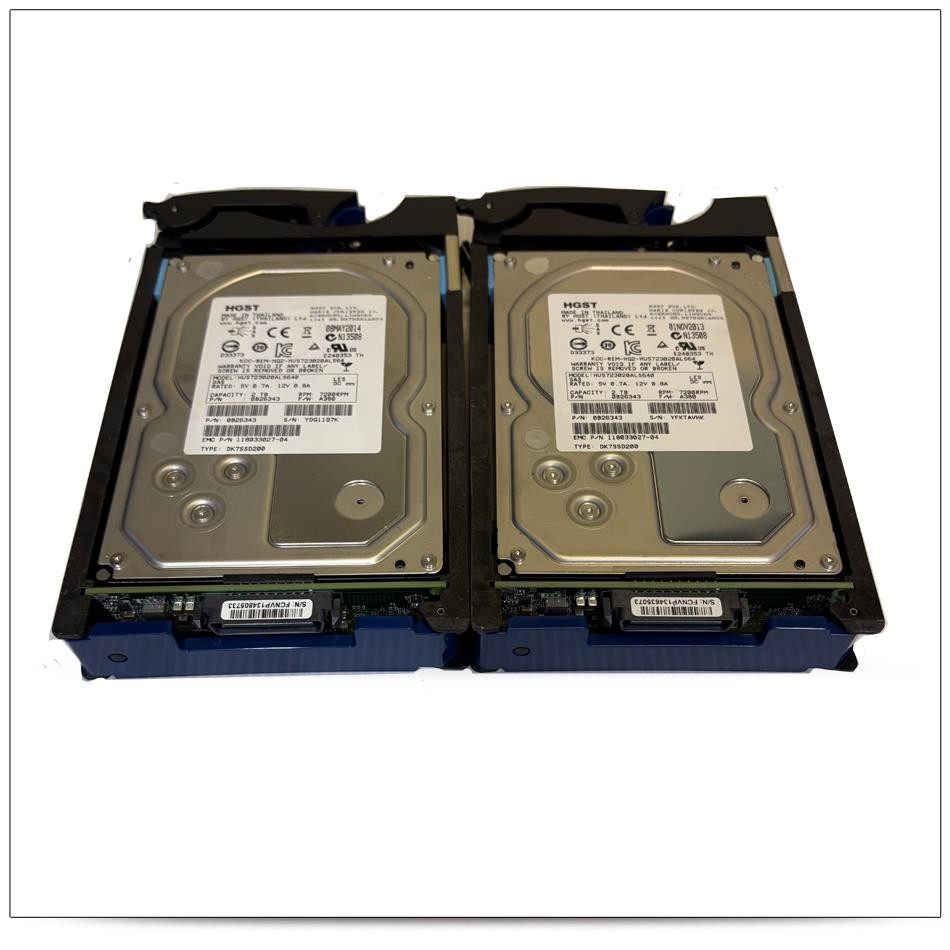 Lot of 2 HGST 2TB HUS723020ALS640 7.2k 6Gbs SAS 3.5” HDD EMC 0B26343 118033027-0