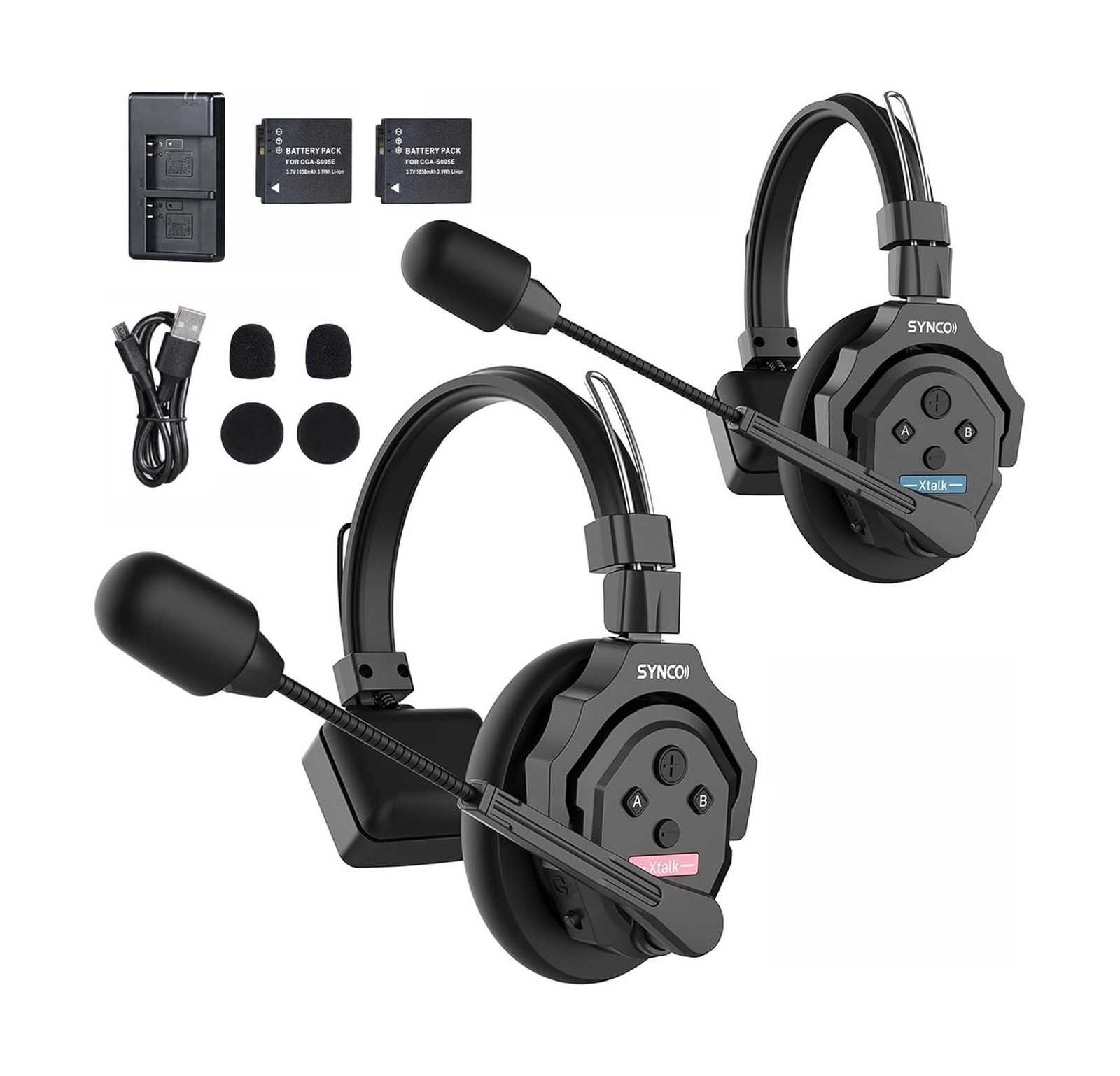 SYNCO XTALK X2 Wireless Headset Intercom System 2.4GHz 400 Meters Noise Cance...