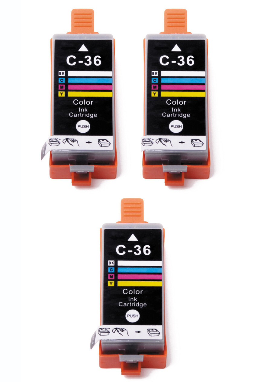 3PK Color Ink Cartridges for CLi-36C Canon Pixma iP100 iP110 TR150 Printer
