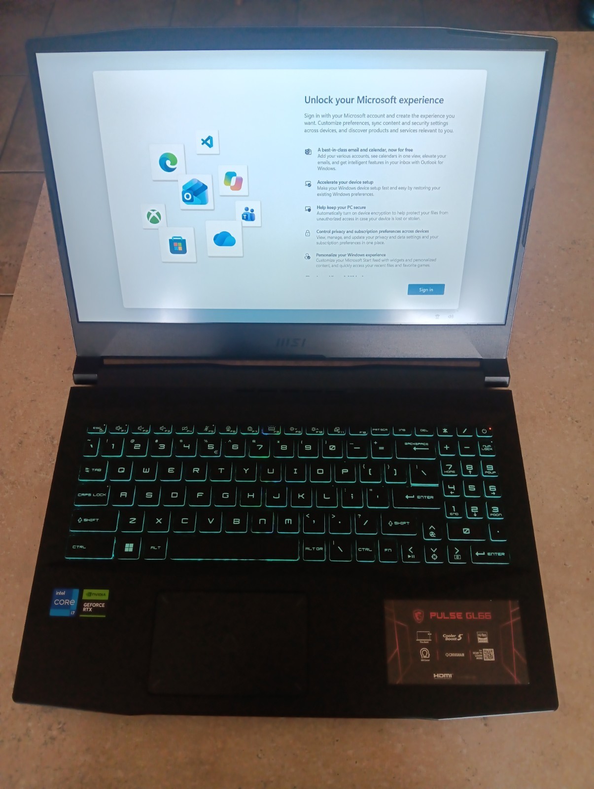 MSI Pulse GL66  Gaming Laptop i7 16GB 1TB SSD RTX3050 15.6" Win11