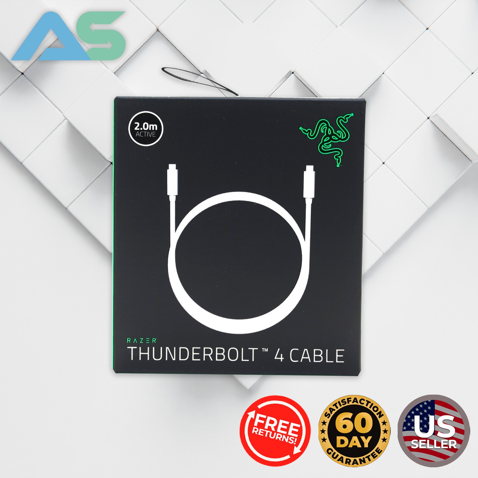 Razer Thunderbolt 4 Cable (2.0m / Active) | RC21-01870200-R3M1 | Mac & Windows