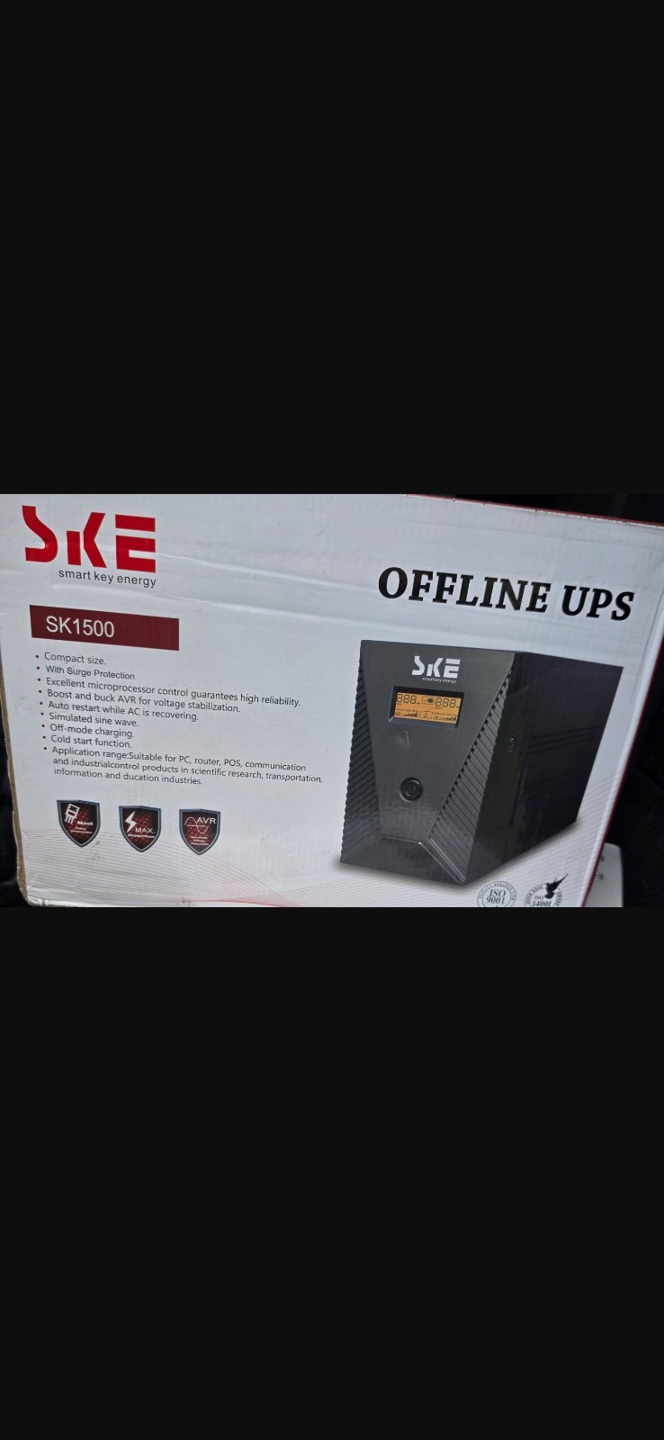 SKE | SK1500 | 8-Outlets 1500VA/900W Offline UPS - Surge Protection - New