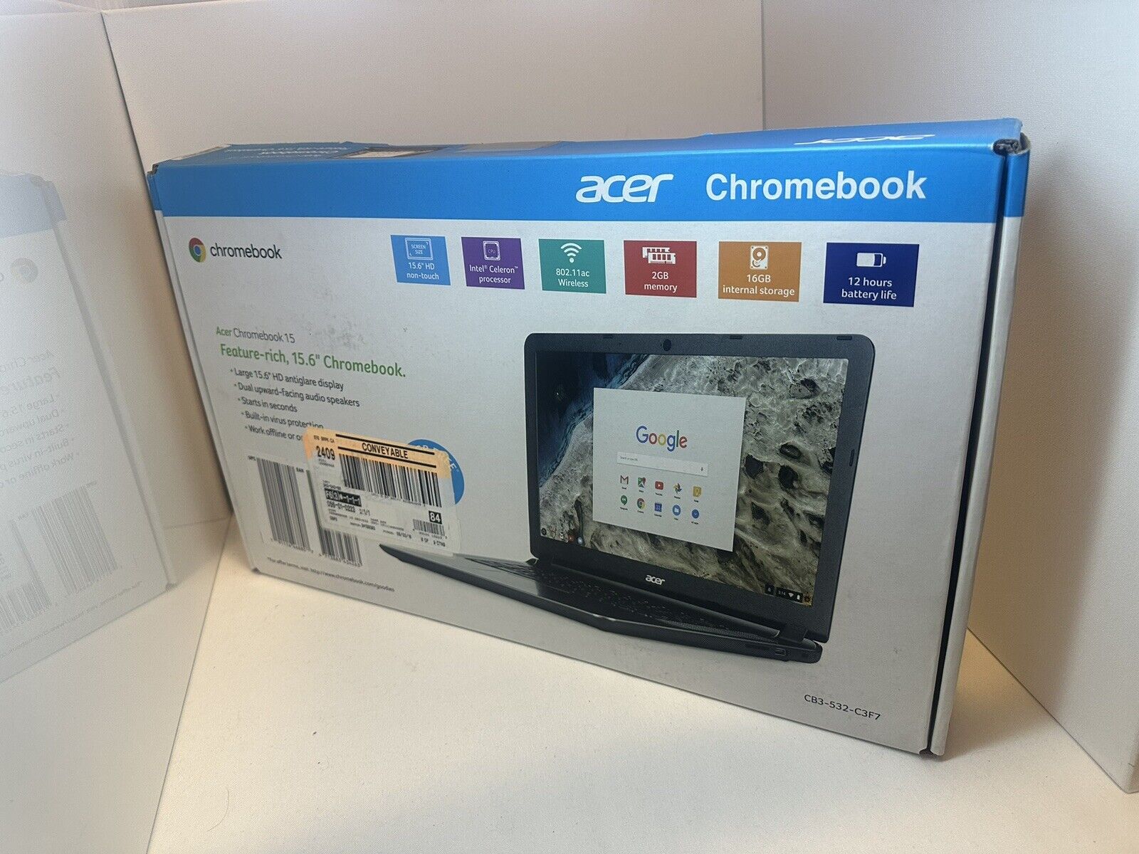 NEW Acer Chromebook 15 CB3-532-C3F7, Intel Celeron N3060, 15.6\