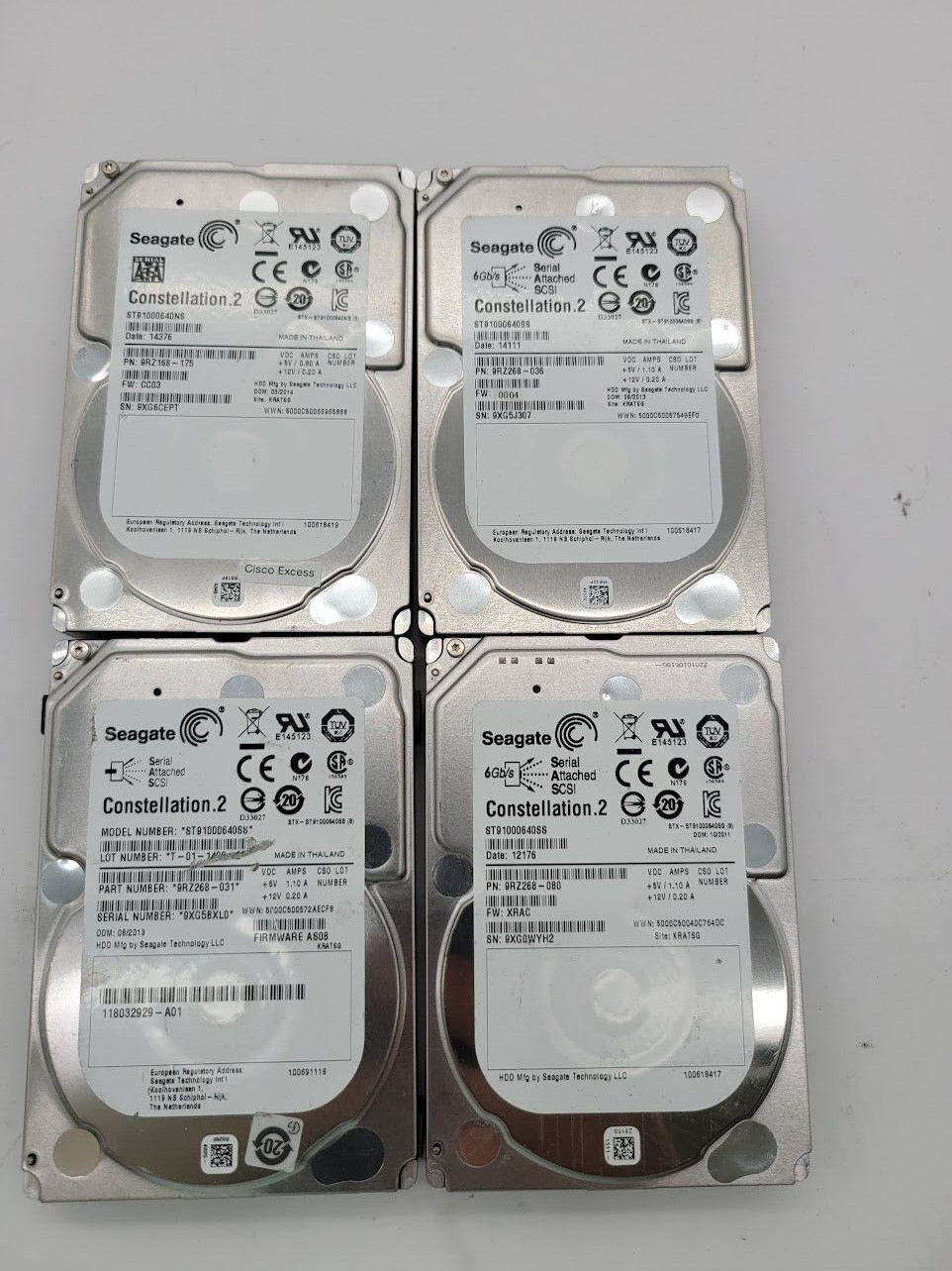 LOT OF 4 Seagate Constellation.2 1TB 2.5" HDD ST91000640SS and ST91000640NS
