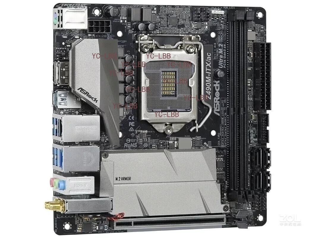 ASRock Z490M-ITX/ac Intel Z490 Mini-ITX LGA1200 DDR4 Desktop Motherboard