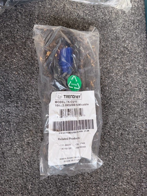 NEW, Sealed TRENDnet TK-CU10, 10-feet USB KVM cable for TK-803R/1603R
