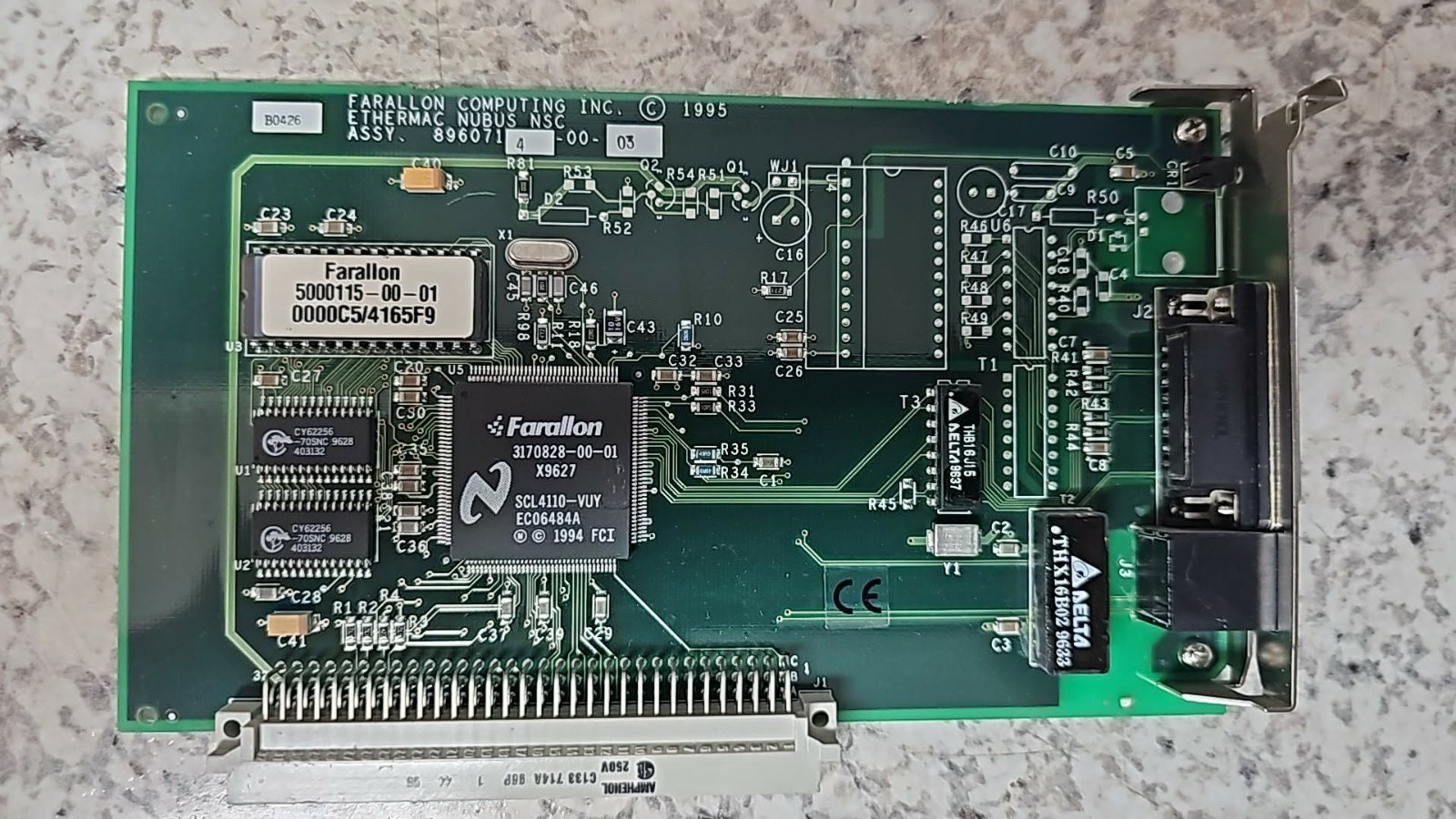 Farallon EtherMac NuBus NSC PN590a-TP Ethernet Card Macintosh II Quadra RJ45 AUI