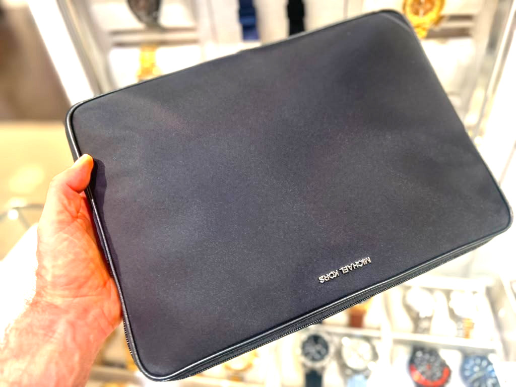 Michael Kors Jet Set Travel Nylon 13in Laptop Sleeve Case Black Zip Pouch Black