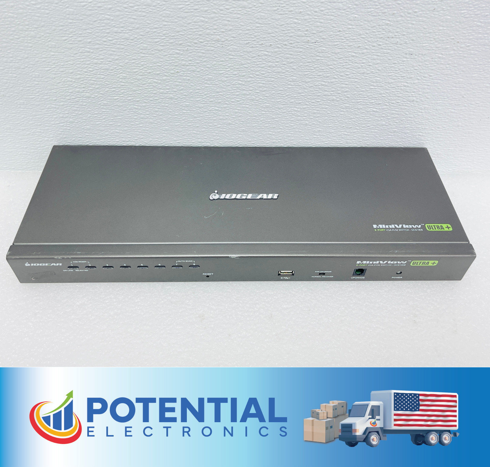IOGear GCS1808 Miniview Ultra+ 8-Port PS/2 USB VGA KVM Switch (NO AC Adapter)