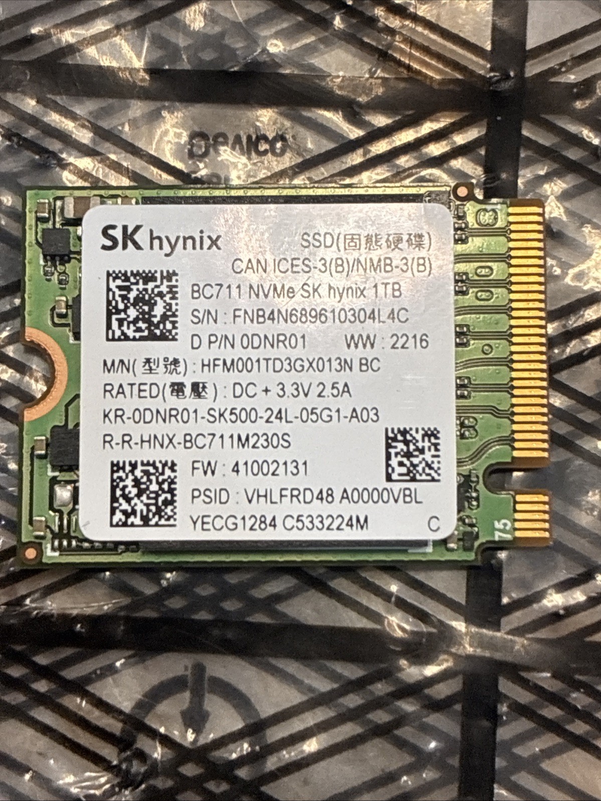 SK Hynix BC711 1TB M.2 NVMe 2230 Solid State  SSD 100% Health HFM001TD3GX013N BC