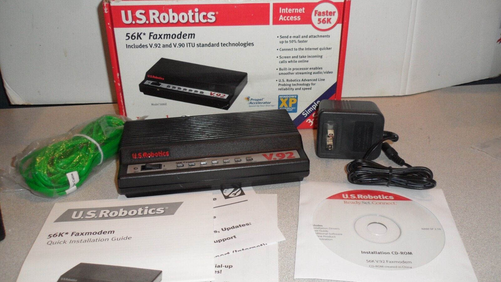 US Robotics USR5686E 56k V.92 External Serial Data Fax Modem