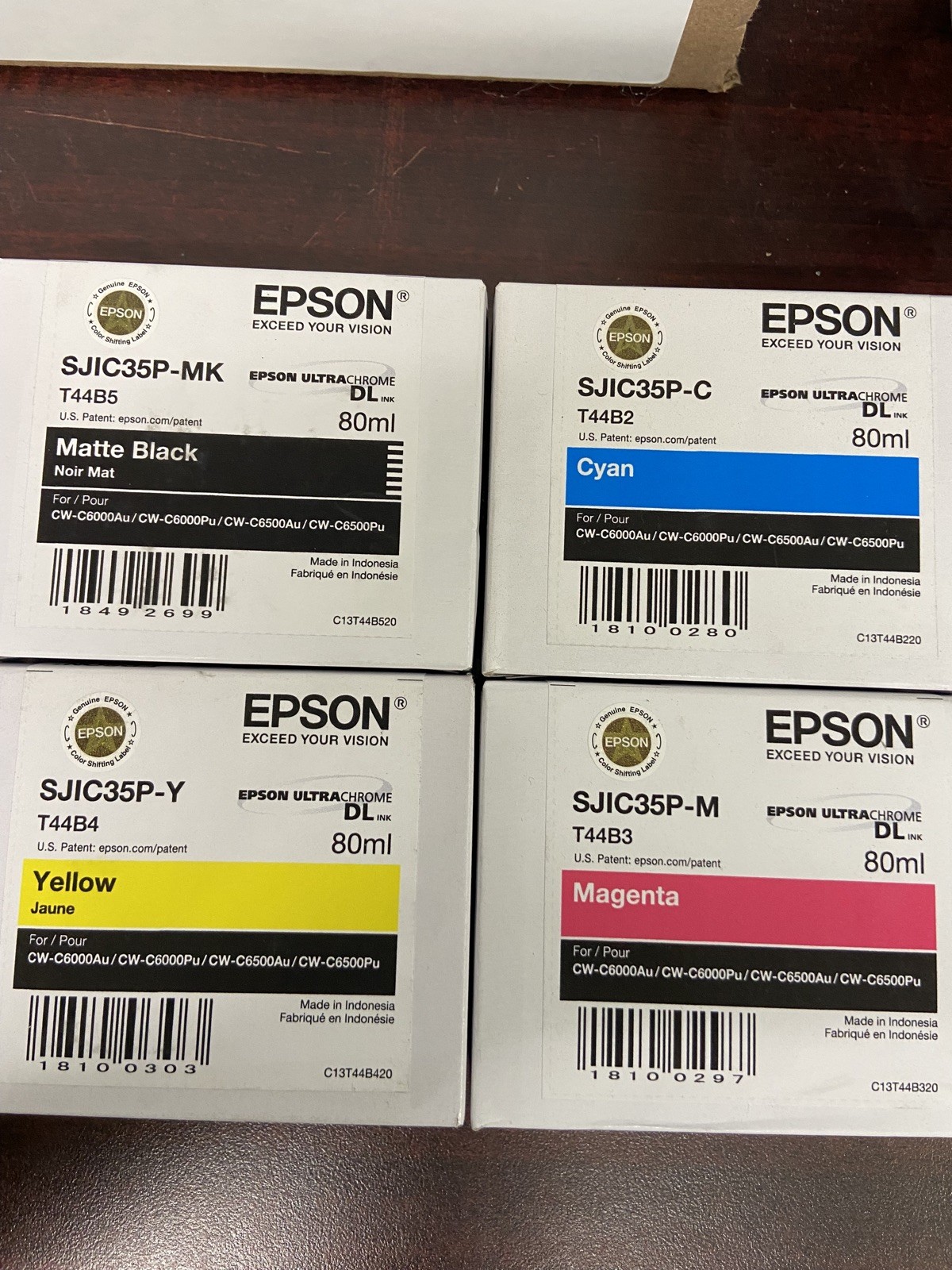 4 Pack  SJIC35P Ink Cartridge for ColorWorks CW C6000A C6000P C6500A C6500P