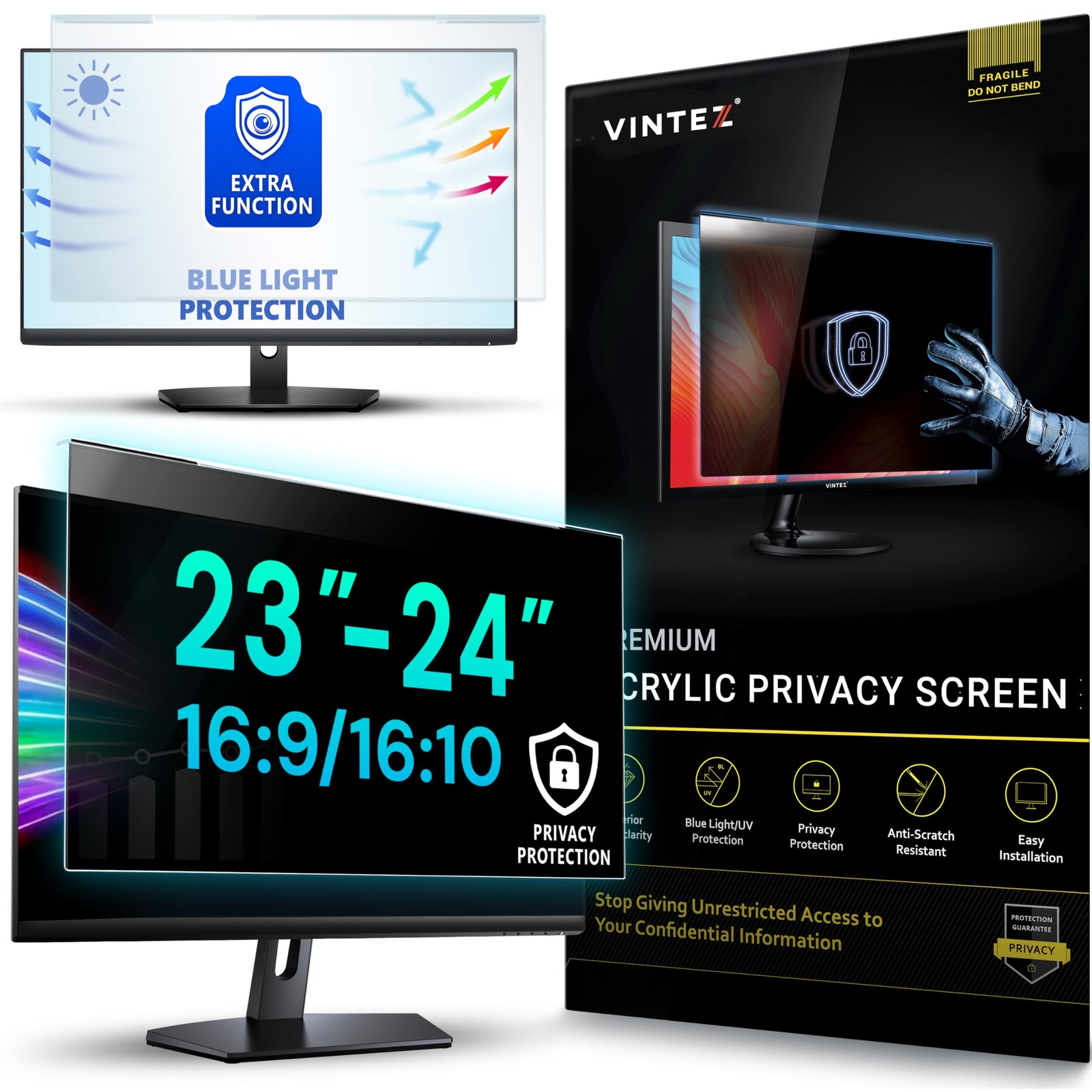 Universal Acrylic 23, 23.6, 23.8, 24 Inch Computer Privacy Screen Filter for ...