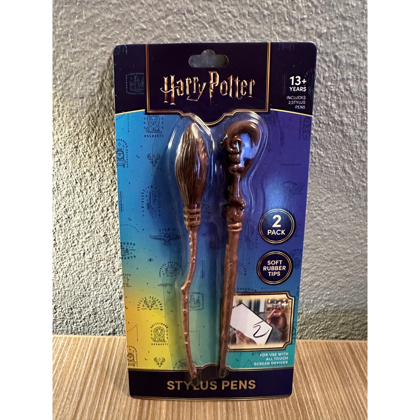 Harry Potter Stylus Pen 2 Pack Nimbus Broomstick and Wand for Touch Screens NEW