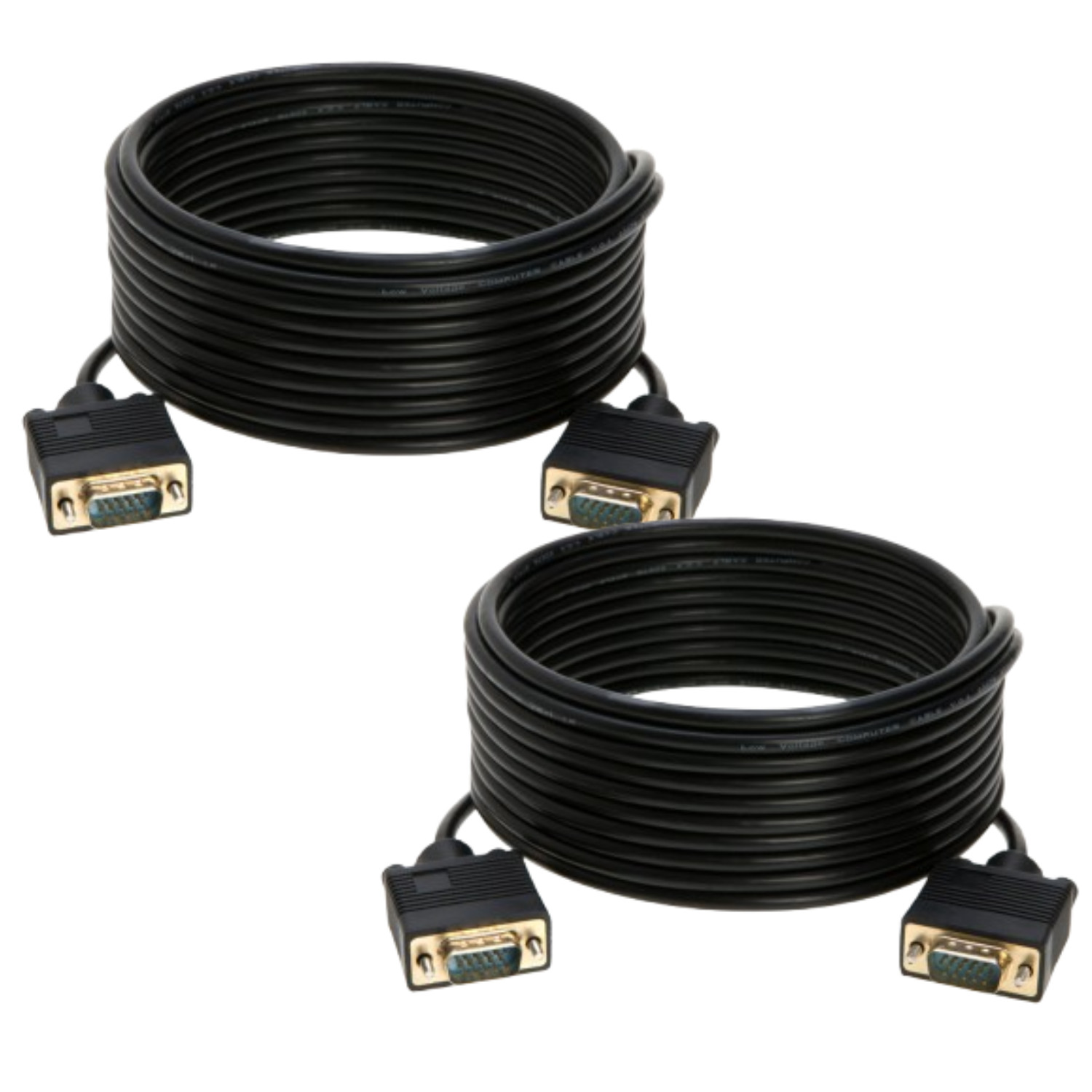 2 x 100ft SVGA VGA Cable Male to Male M/M Monitor Cord TV HDTV Full HD15 Laptop