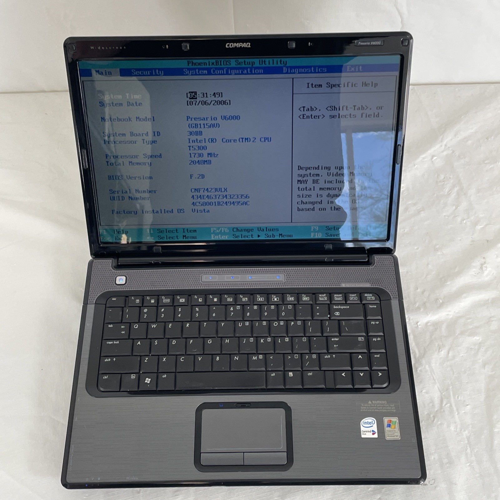 HP Compaq Presario V6000 Core 2 Duo T5200 - 2GB Ram | No HDD | Medium Battery