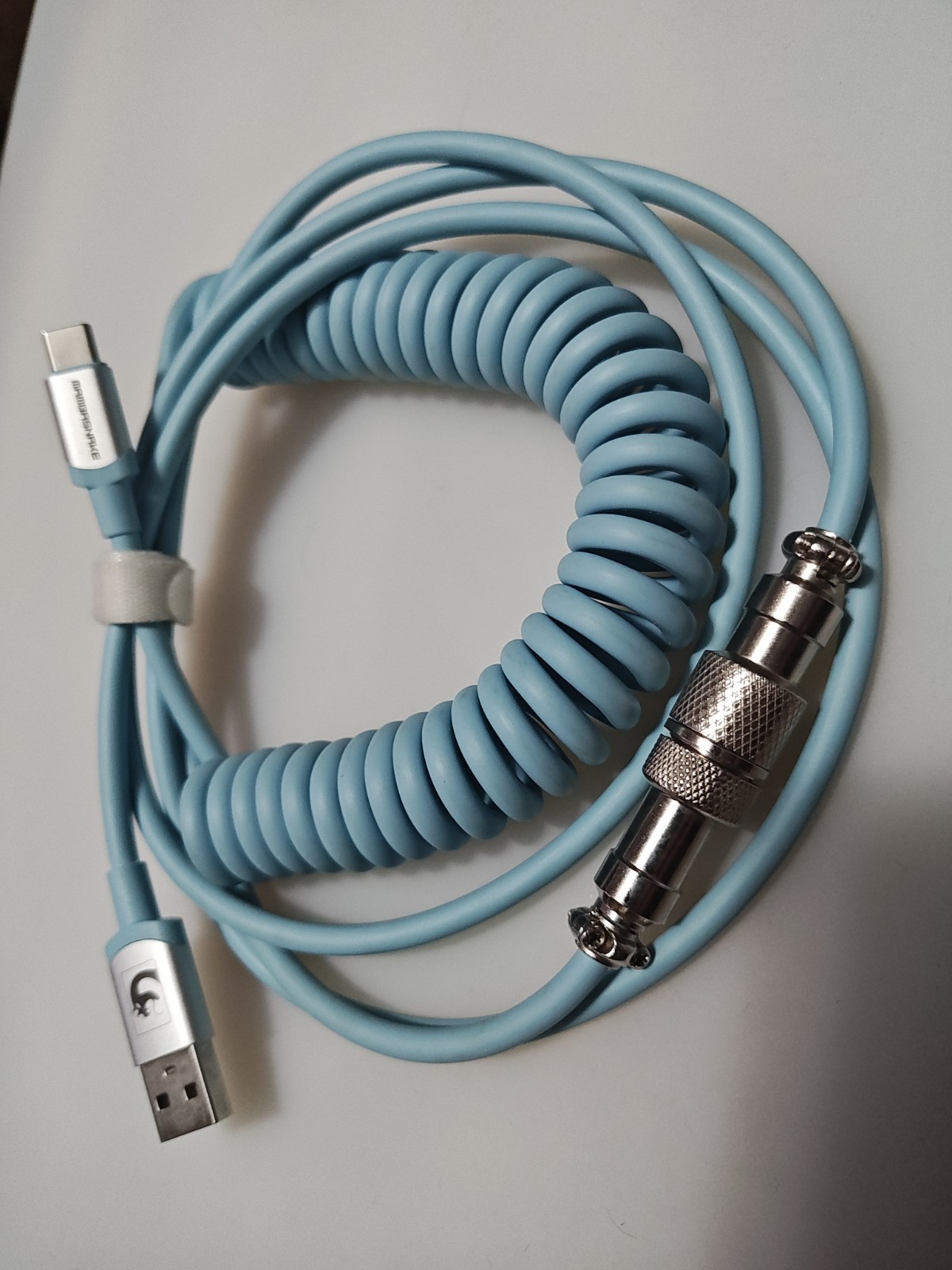 MAMBASNAKE C01 Coiled USB C Cable for Gaming Keyboard, Detachable Metal Aviator