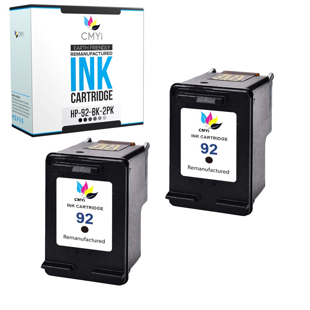 2-Pack CMYi Compatible HP 92 Black Ink Cartridges for HP PhotoSmart C3100 C3110
