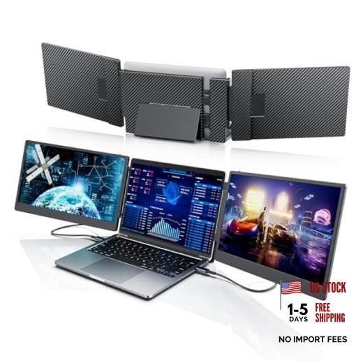 S3 Laptop Screen Extender, 14'' Triple Portable Monitor for Laptops Plug and
