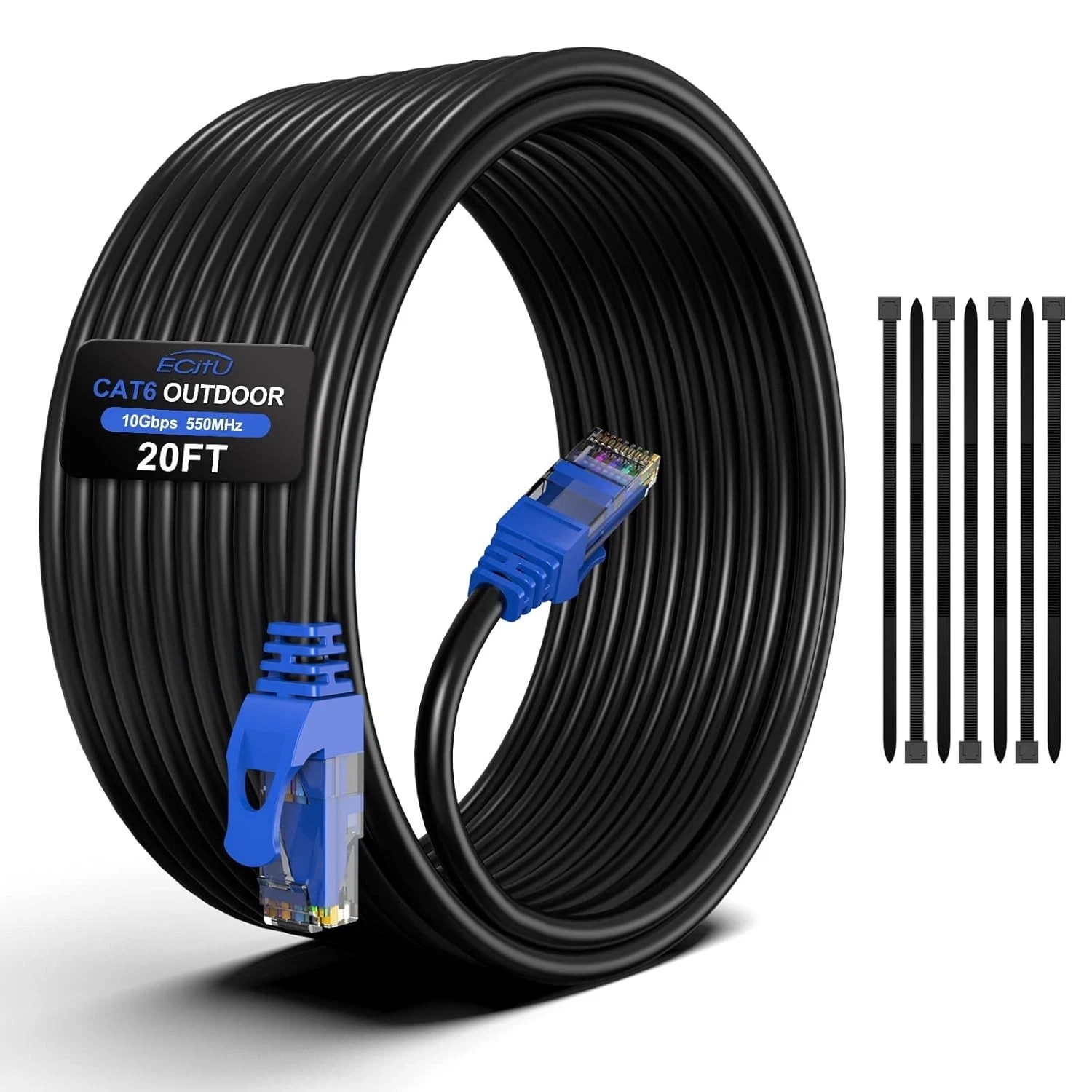 Cat6 Outdoor Ethernet Cable In-Ground Heavy Duty Direct Burial 24AWG CC...