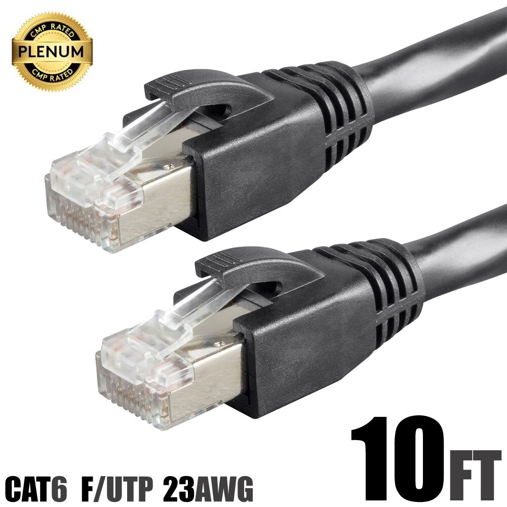 10 20 50 75 100FT CAT6 RJ45 Ethernet F/UTP Cable Shield Plenum Copper 23AWG LOT