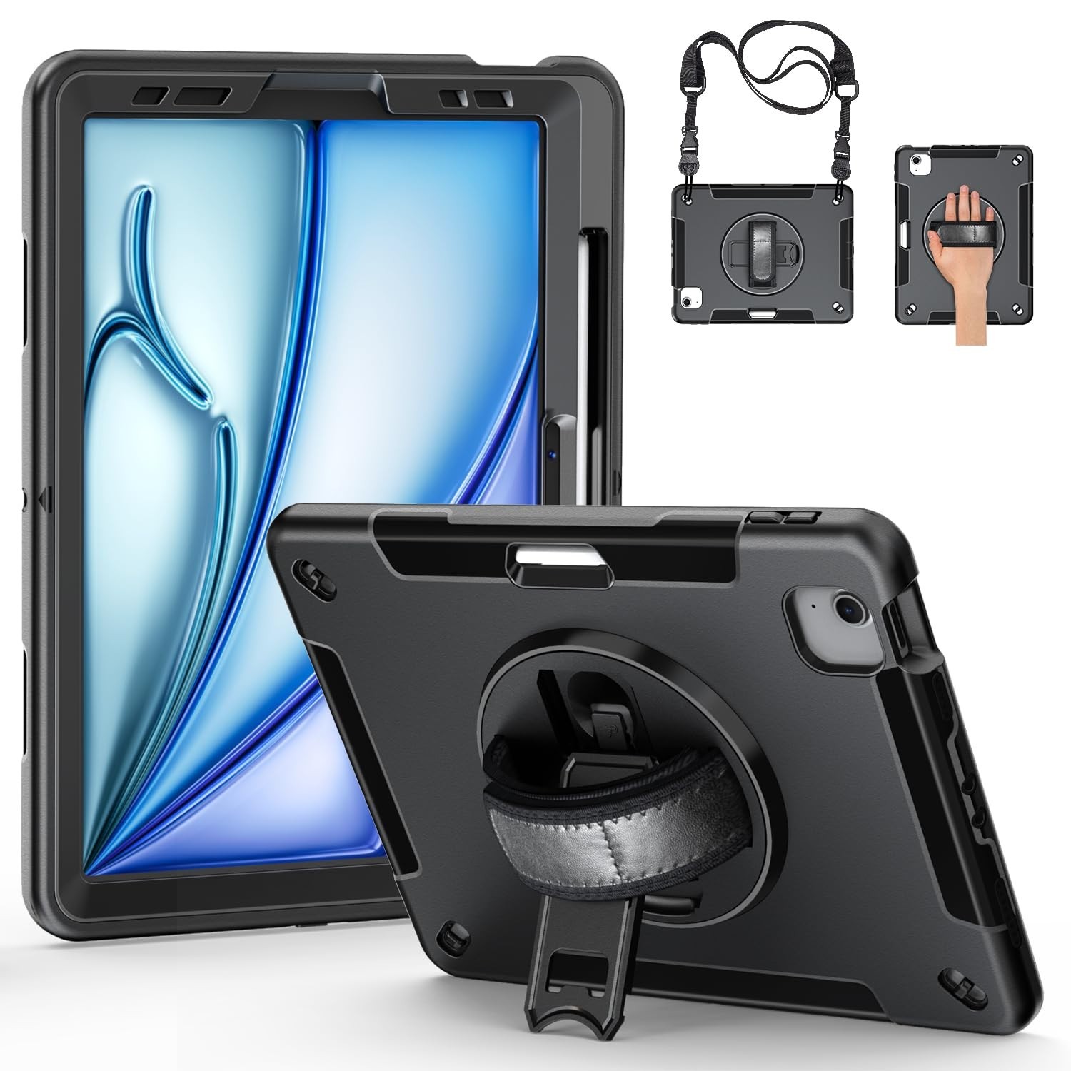 Junfire Shockproof Rugged Protective Case for iPad Air 6th Generation Black
