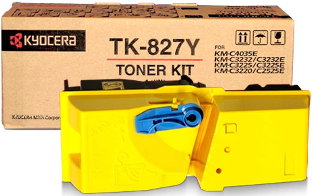 Original Kyocera TK-827Y Yellow Toner. New Sealed Toner, We Ship Fast