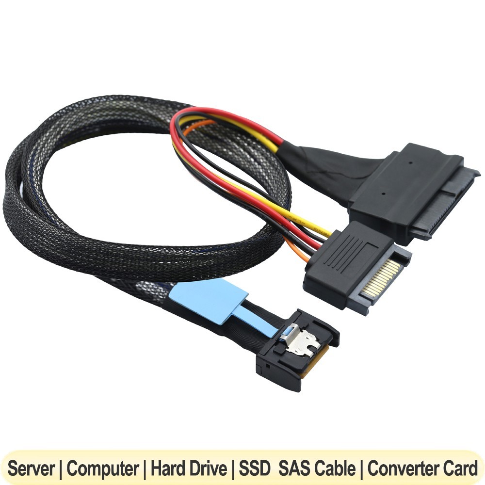 PCIE5.0 Slimline SAS MCIO 8i 74Pin to 2xSFF 8639 with 15P SATA Server Data Cable