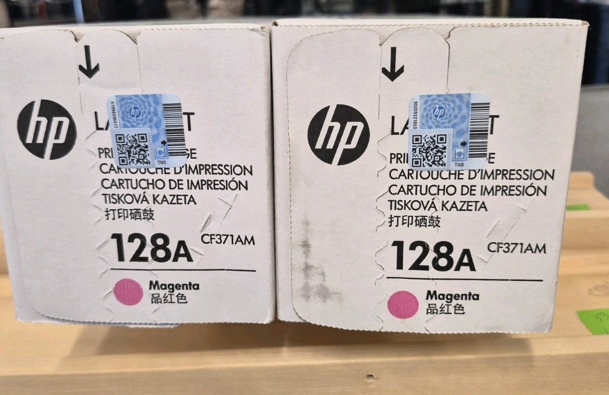 Genuine HP 128A Magenta LaserJet Toner Cartridge CE323A New Sealed OEM Lot Of 2