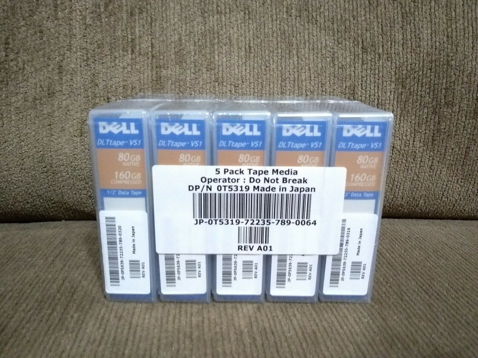 5x New Dell DLT Tape VS1 - 80GB Native / 160GB Compressed 1/2