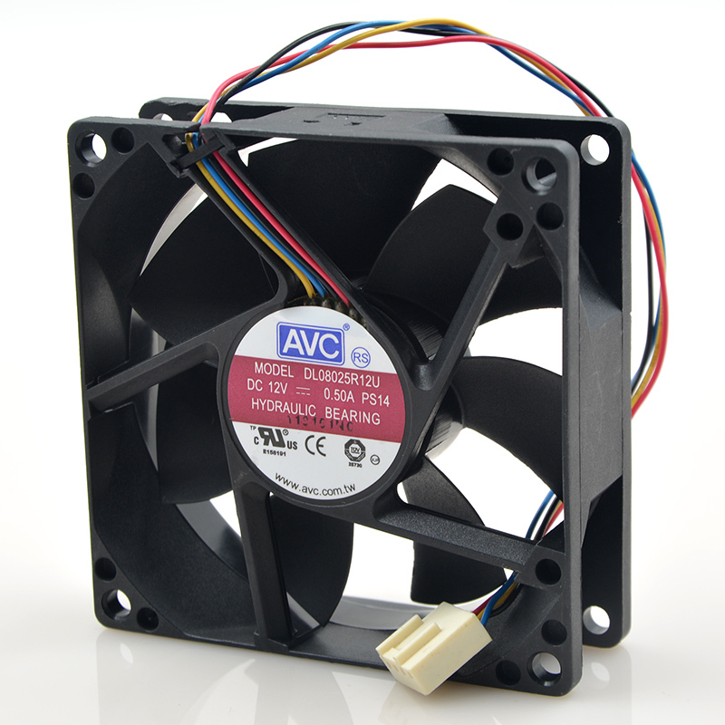 1PCS NEW AVC DL08025R12U 80x80x25mm PWM Chassis Cooling Fan 12V 0.50A 4Wire 4Pin