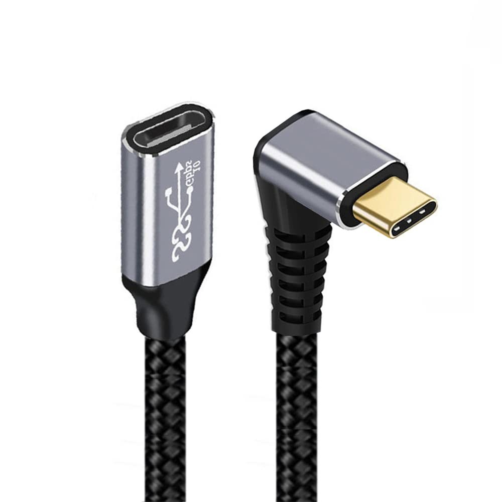 NFHK Up Down Angled USB-C USB 3.1 Type C Male to Female Extension Data 20cm