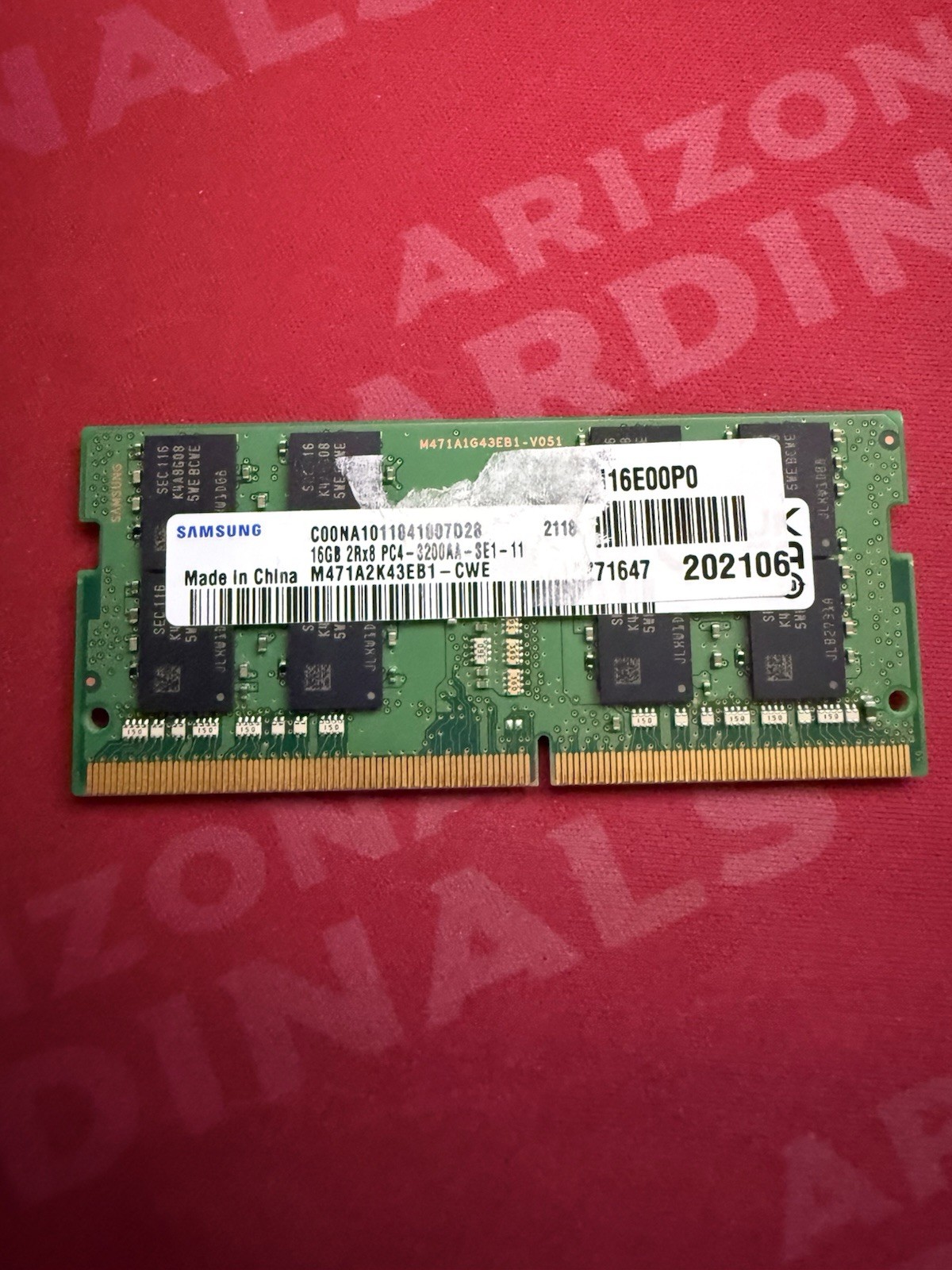 Samsung 16GB DDR4-3200 SO-DIMM 2Rx8 PC4-3200AA Laptop RAM M471A2K43DB1-CWE
