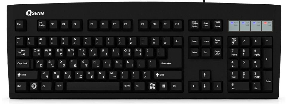 QSENN SEMDT35 Black USB Wired Low Noise Gaming Keyboard EN KR Layout