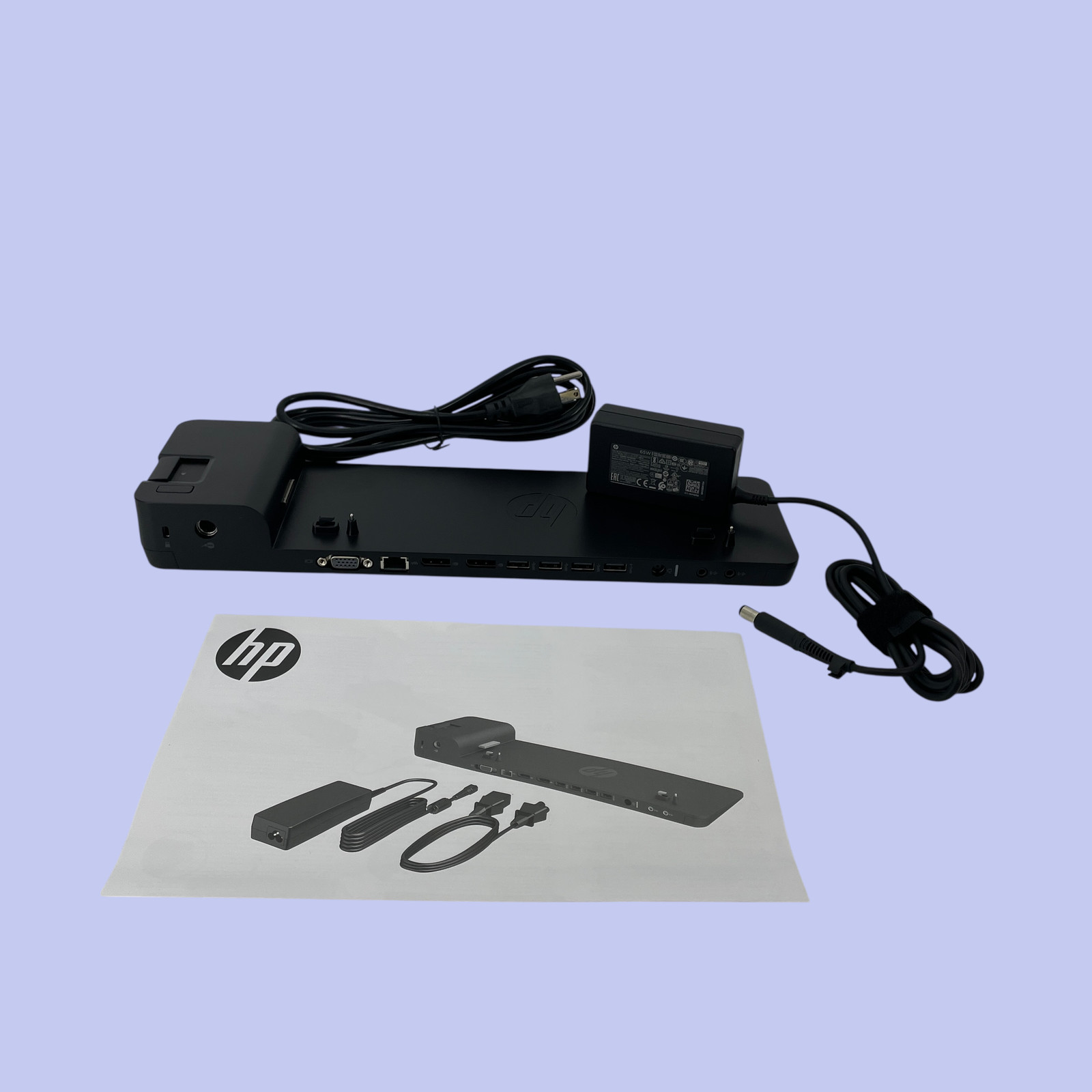 HP UltraSlim 4x USB 3.0 Docking Station D9Y32AA Dock with 65W Adapter #8723