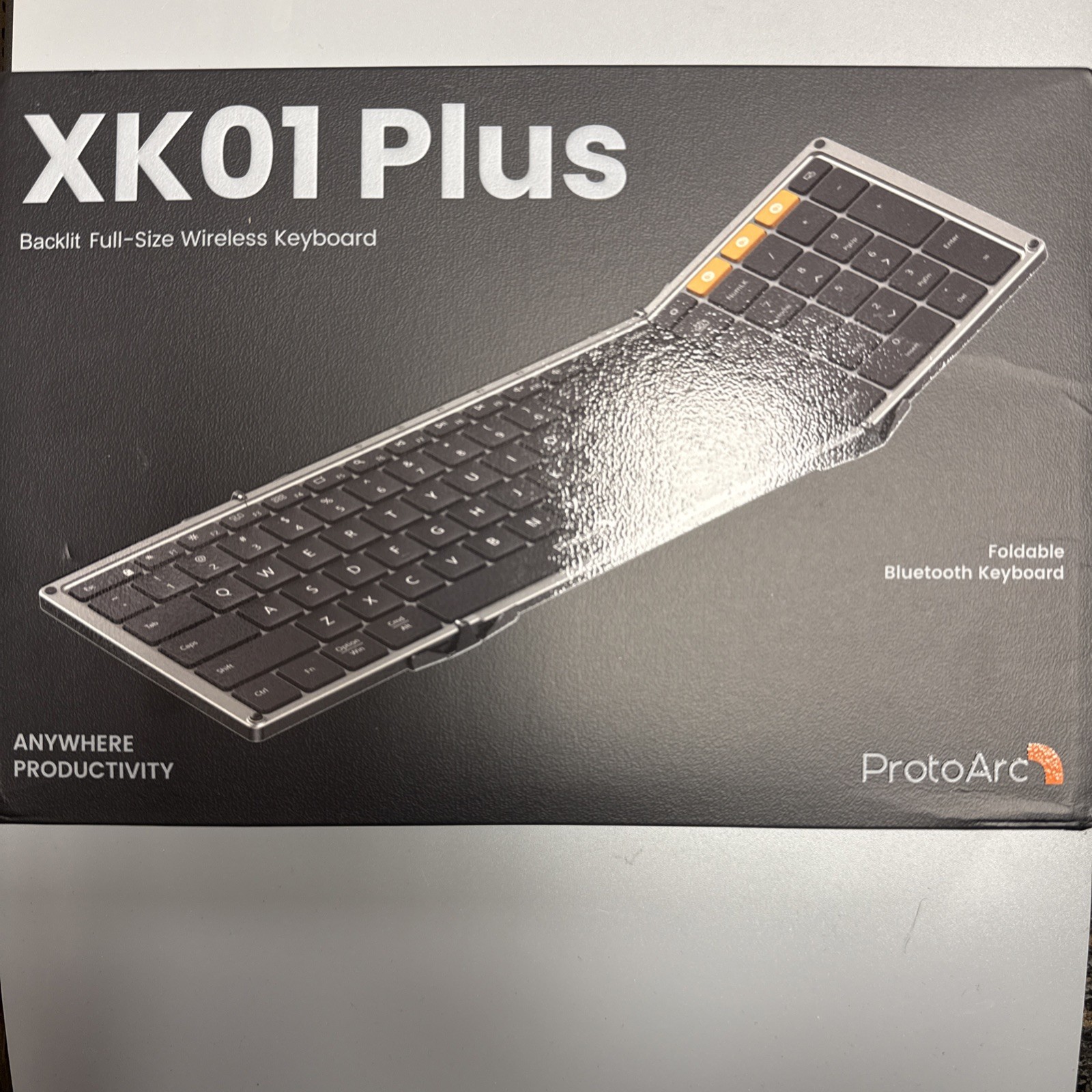 ProtoArc XK01 Plus Backlit Foldable Folding Full Size Bluetooth Travel Keyboard