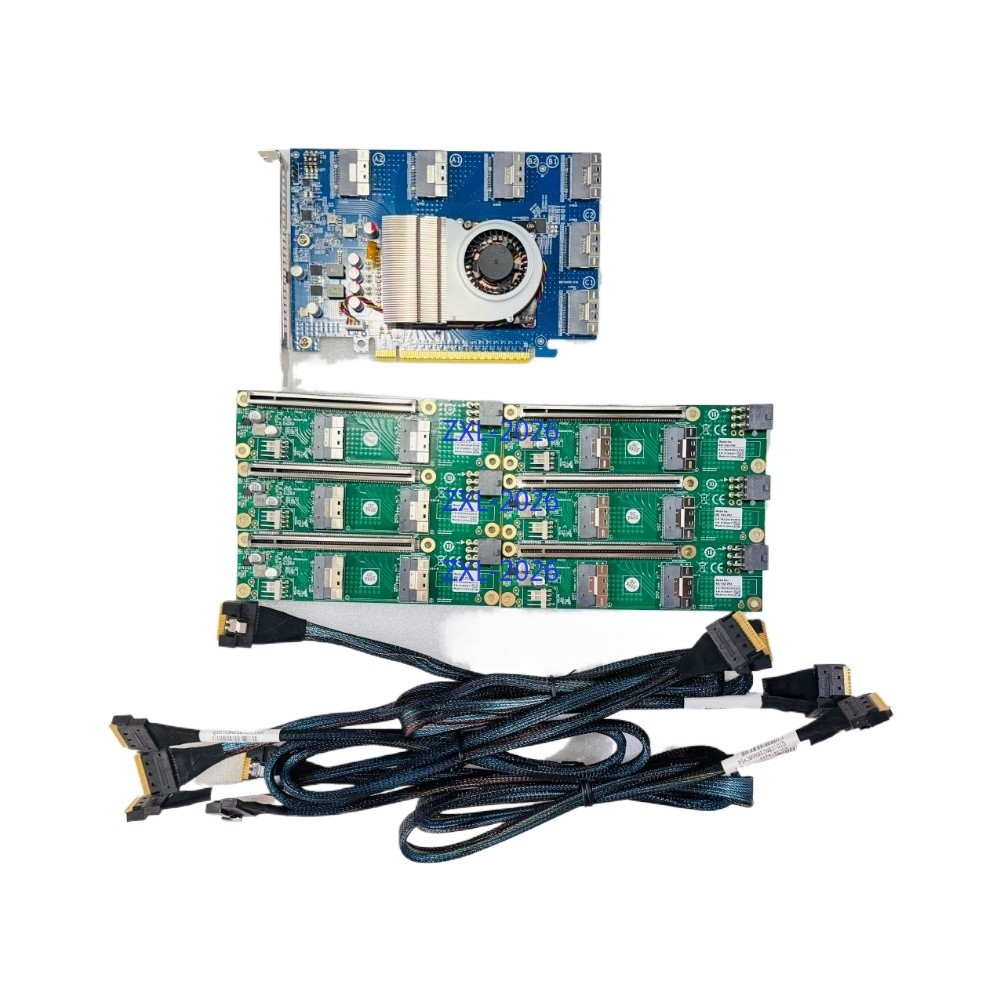 PLX88096 Expansion Card 6*SFF-8654 8I PCI-E4.0 X16 + 6*Baseplate 6*Cable X8X8