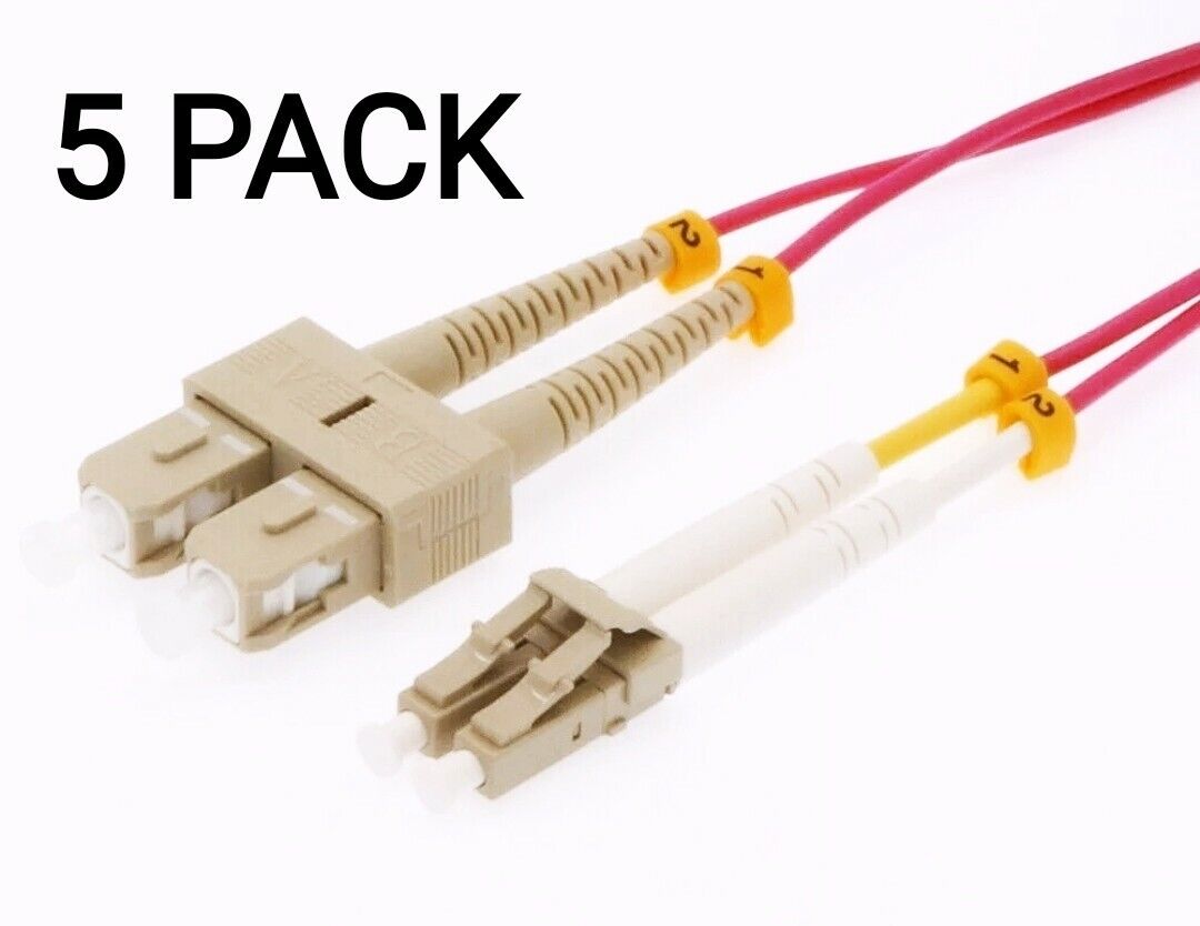 5 Pack 3M LC-SC OM4 fiber Jumper cable fiber patch cord MM, Duplex, 50/125